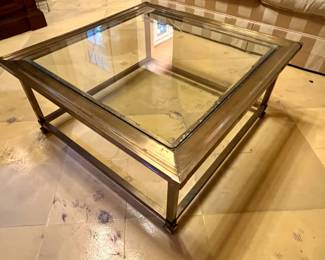 Vintage Brass and Glass Coffee Table