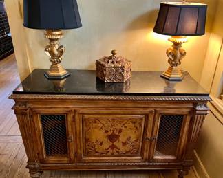 Antique Buffet & Antique Lamps