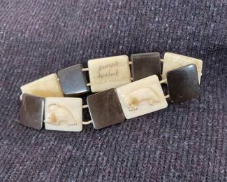 Inuit carved Walrus Bracelet signed Joseph Iyahuk