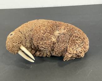 Carved Fossilized Whale Bone