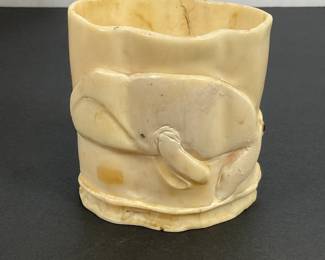 Inuit Carved Walrus Tusk Piece - Signed JC