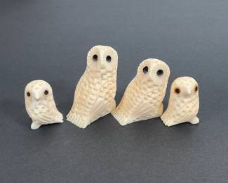 Inuit Carved Owls -Signed CO