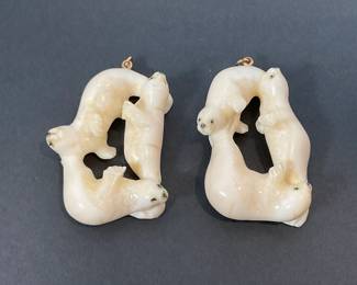 Inuit carved Seal Pendants - Signed JA & JB