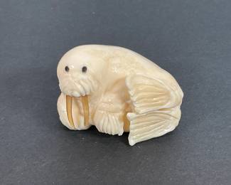 Inuit Carved Walrus - Signed Dianne Russell