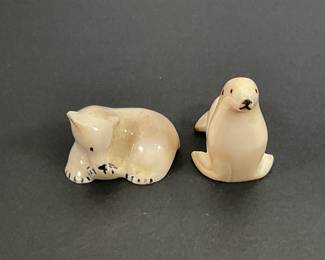 Inuit Carved Seal & Bear - Signed Tim Alow
