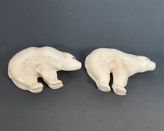 Inuit carved bears - signed DC
