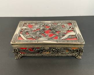 Vintage Japanese Metal (Dragon) Music/Jewelry Box