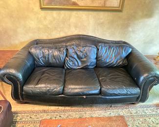 Black leather sofa, leather couch