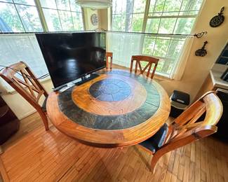 Round table, dining room table and chairs 