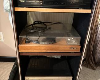 Rotel record player, stereo equipment, stereo rack