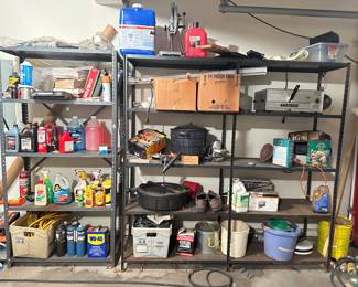 tool shelving, misc tools and supplies