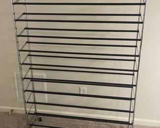 Large Metal Rolling Shoe Rack