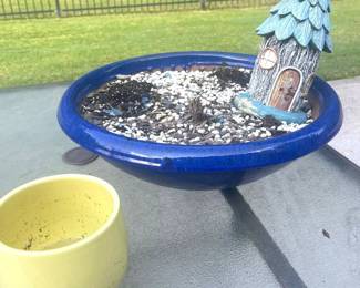 Two Ceramic Pots and Fairy House