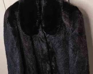 Black Fur Coat, Size 12 Mid Length