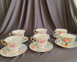 Flower And Gold Tea Set Royal Halsey