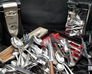 Mystery Lot Of Flatware, Knives And Can Openers