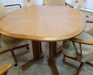 Wood Swivel Tilt Caster Chair Dinette Set