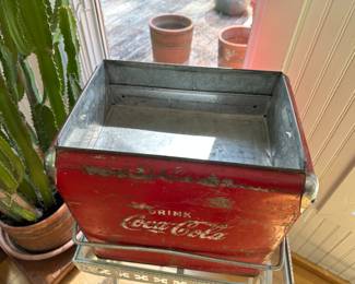 RD1 - $225. Vintage Coca-Cola Cooler. Has lid & interior tray. 