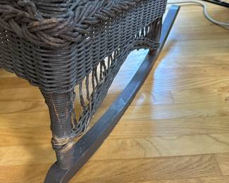 RF4 - $95. Black Wicker Chair (Antique?) Measures 29" wide outside arms. 