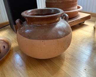RD2 -  $20. Terra Cotta decor with Glazed Top. Rounded Bottom. 13" x 10" tall. 