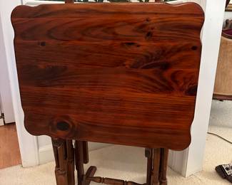 RF8 - $125. Vintage Ethan Allen TV Trays with stand. 