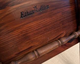 RF8 - $125. Vintage Ethan Allen TV Trays with stand. 