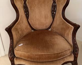 RF10 - $175. Velour chair in excellent condition. Measures 30.5" wide x 44.5" floor to top of back. 