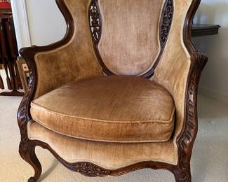 RF10 - $175. Velour chair in excellent condition. Measures 30.5" wide x 44.5" floor to top of back. 