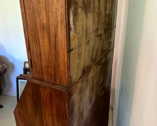 RF12 - $95. Solid Wood Secretary. Measures 16" deep x 31" wide x 71" tall.  Drawers need some sanding - they are a little sticky to get in and out.  It is one piece - does not separate in the middle. 