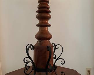 RD13 - $65 Table Lamp. Homeowner turned the wood and did the metal crafting to make it. With shade it is 42" tall. 