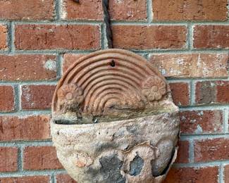 RP30 - $20 Terra Cotta Wall Planter (outside layer is peeling off) Measures 11" wide x 12" tall. 