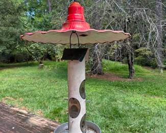 RP57 - $25. Bird Feeder with Red Metal Cover