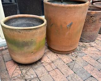 RP81 $25 vintage terra cotta plain planter. RP82 - $35. Tall Vintage Terra Cotta 