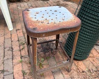 RP59 - $30. 14" square x 22" tall. Rustic Metal Stool 