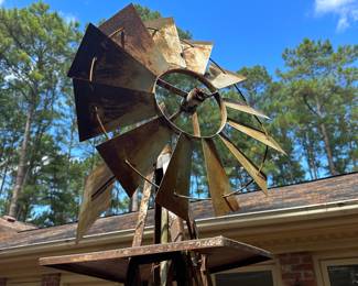RP60 - $150 Decorative Yard Art Windmill. Measures 98" tall assembled. 