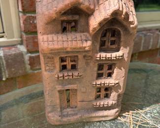 RP64 - $35. Tera Cotta Wall Hanging Building. 7" wide x 6" deep. 