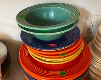 RK3 - Bauer Pottery Dishes - all in excellent condition. Priced per piece. Can get you a price for the entire lot if you're interested. Dinner Plates are $20 each. Saucers $5 each. Bowls $5 each. 