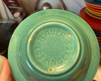 RK3 - Bauer Pottery Dishes - all in excellent condition. Priced per piece. Can get you a price for the entire lot if you're interested. Dinner Plates are $20 each. Saucers $5 each. Bowls $5 each. 