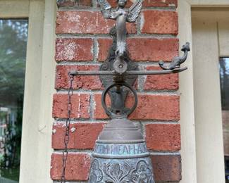 RP68 - $250. English Hanging Brass Bell from 1920s. Measures 23" top to base. 