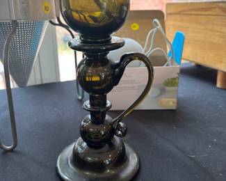 RD79 - $15 green glass oil lamp