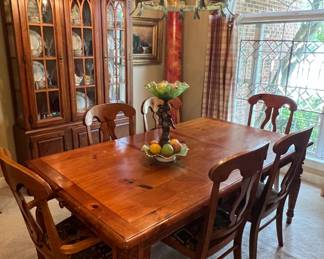 Dining table and 6 chairs. Drawers at both ends- $500 for complete set. 