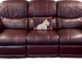 Sofa Double Recliners Burgandy Leather - $200  Must pickup on Sunday.