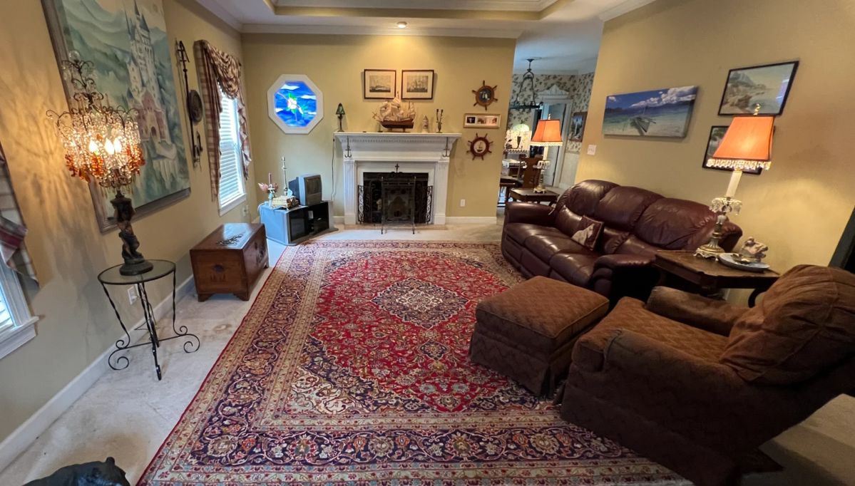 Carpet Kashan Silk - 9' 10" x 13' 1" Red and Navy Kashan Floral Persian Carpet. Valued at $15,000.  Sale price is $2,500