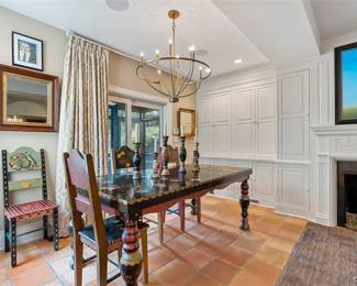 Tracey Porter table,  chairs and candlesticks! Very large collection of her work - all signed! Window treatments are for sale!