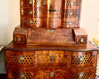 "Dutch Parquetry" Inlaid Germanic Form English Cabinet/Desk