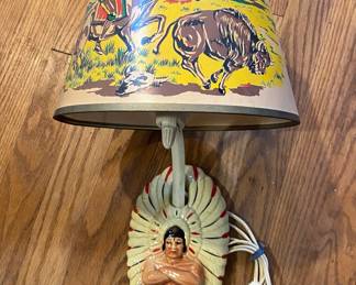 Fun 1950's Cowboys and Indians Wall Lamp & Shade