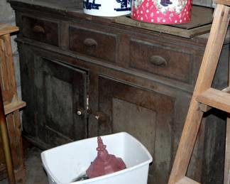 Interesting Antique Kitchen Step Back Cupboard (too tall to set up in basement)