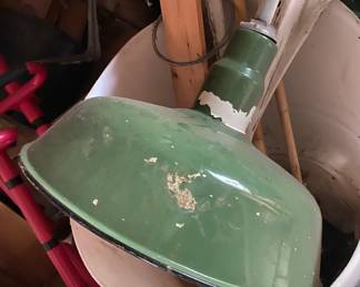 Vintage Green Enamel Oil Station Industrial Lamp
