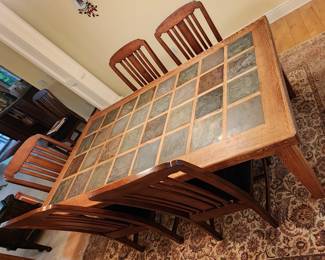 FBIS - Furniture Brands International Dining Room Wood & Slate Table and 6 Chairs