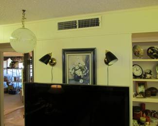 60s Mid-century hanging wall sconces and hanging swag lamp